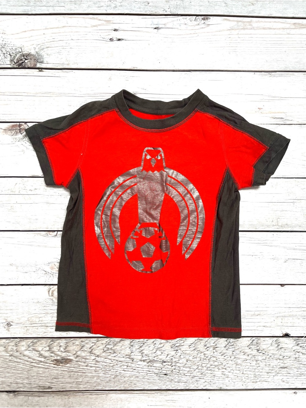 Tea Collection Red & Gray Graphic Soccer Eagle Tee